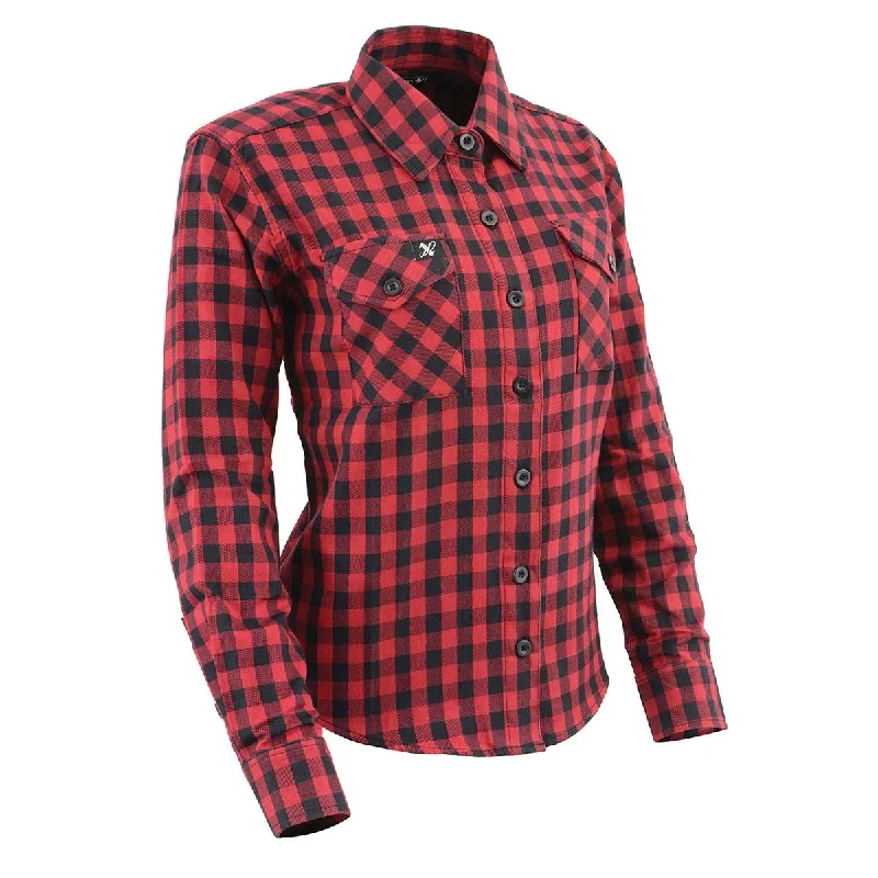 Milwaukee Leather MNG21609 Women's Casual Red and Black Long Sleeve Cotton Casual Flannel Shirt Modern Women's Wardrobe Essentials