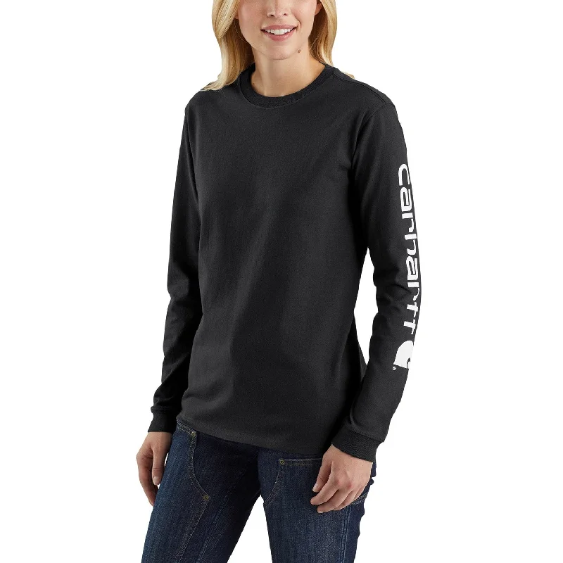 Carhartt Women's Heavyweight Long Sleeve Logo T-Shirt_Black Affordable Online Boutique