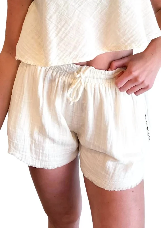 Pull On Cassie Shorts In White Sustainable Women's Clothing