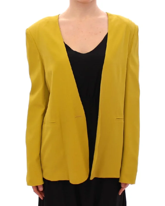 Lamberto Petri Mustard  Silk Blazer Women's Jacket Women's Outdoor Attire