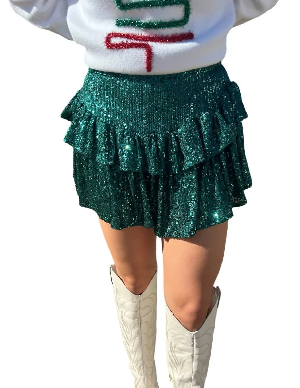 Sparkles Everywhere Sequin Skort In Hunter Green Shop Ladies Clothes