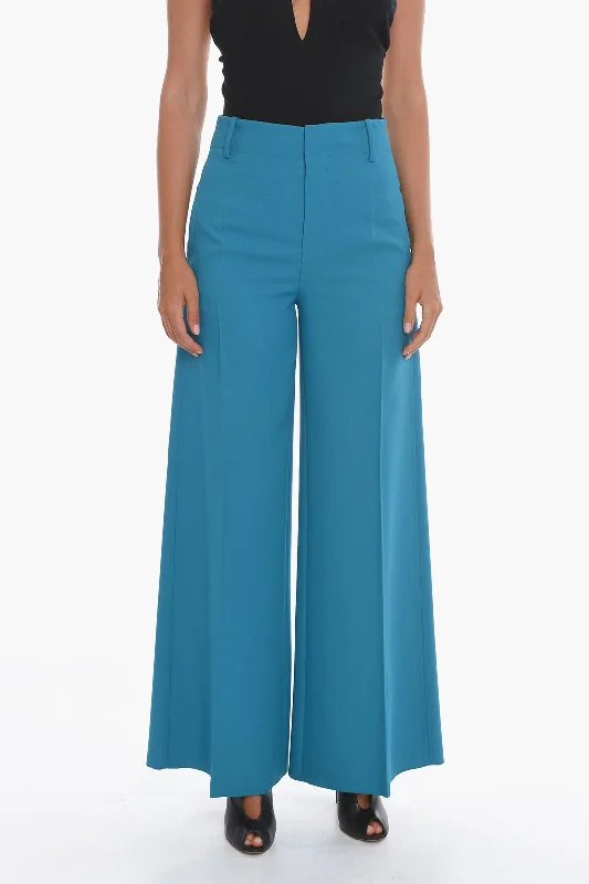 Super Blond Palazzo Trousers with Front-pleat Casual Dresses for Women