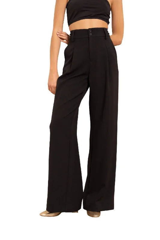 Classic Pleated Trousers In Black Women's Elegant Clothes