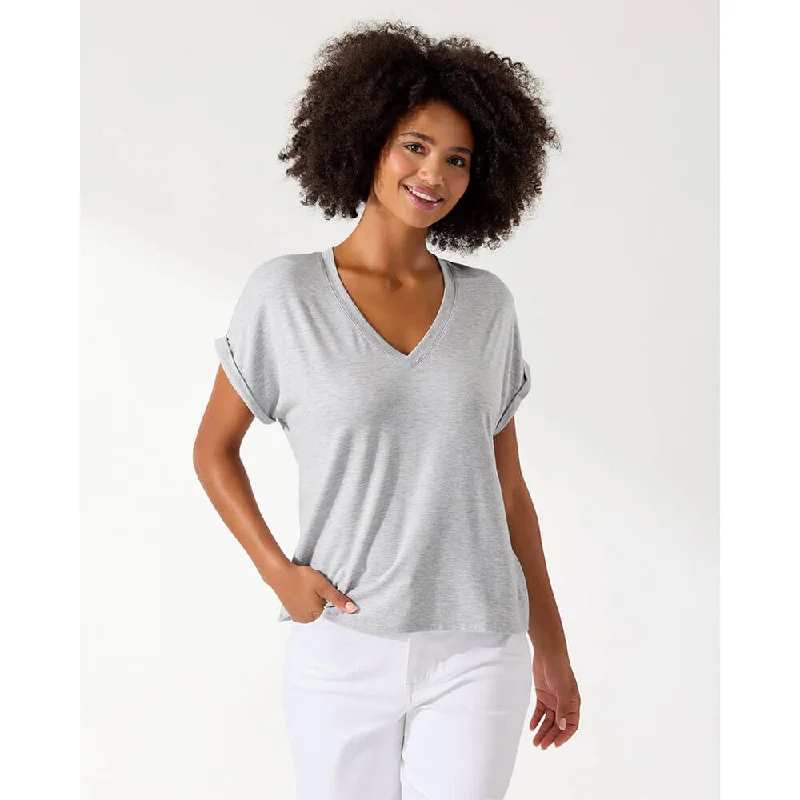 Tommy Bahama Women's Kauai Jersey V-Neck T-Shirt - Silver Streak Heather Women's Outerwear Apparel