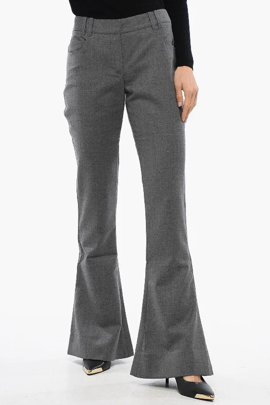 Balmain Wool Low-Rise Flared Pants High Street Women's Fashion for Trendy Shoppers