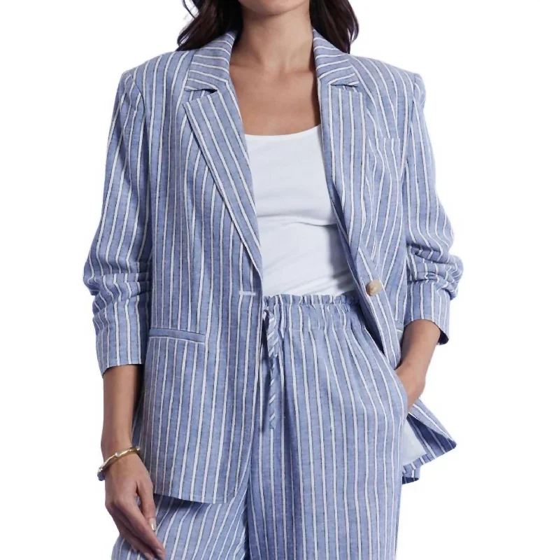 Cooper Bermuda Stripe Jacket In Blue,white Sophisticated Style