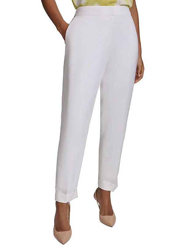 Womens Linen Blend High-Rise Ankle Pants Women's Trendy Clothing