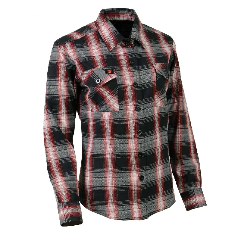 Milwaukee Leather MNG21613 Women's Black and Red with White Long Sleeve Cotton Flannel Shirt Women's Work Outfit