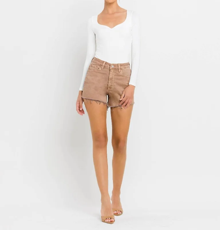 Cortney Mom Denim Shorts In Taupe Women's Outerwear Garments