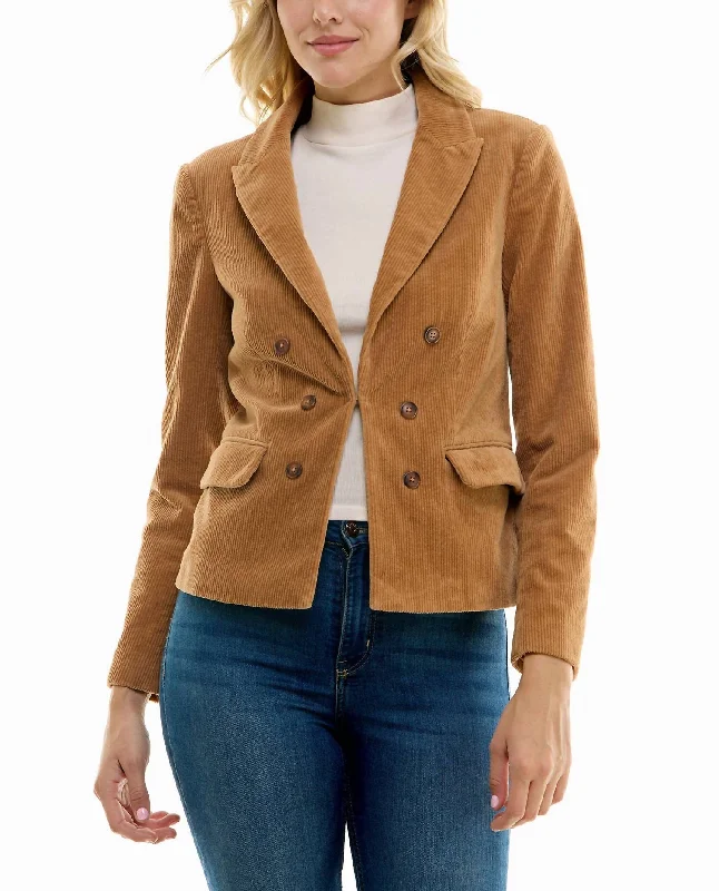 Natalie Corduroy Blazer In Light Tan Best Online Clothing Boutiques