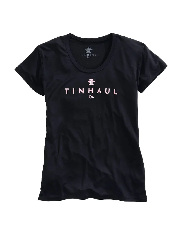 Tin Haul Womens Black Poly/Rayon Anvil and Hammer S/S T-Shirt Flash Discount