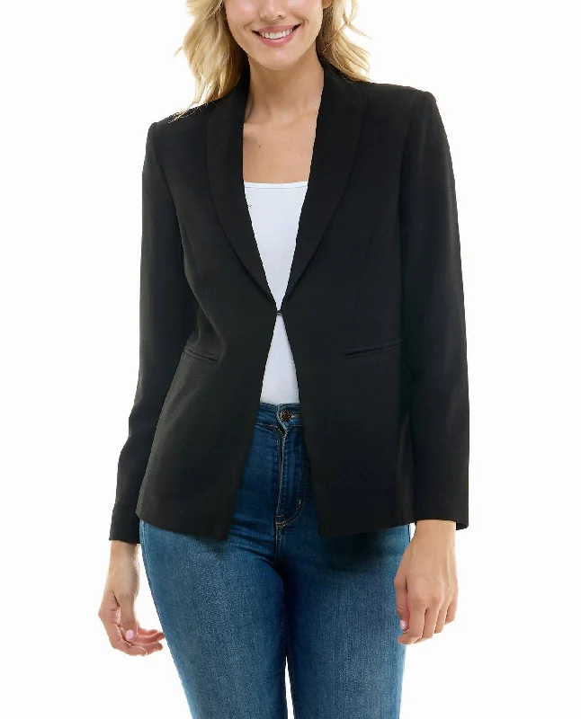 Isla Stretch Crepe One Button Blazer In Very Black Best Clearance Sales Right Now