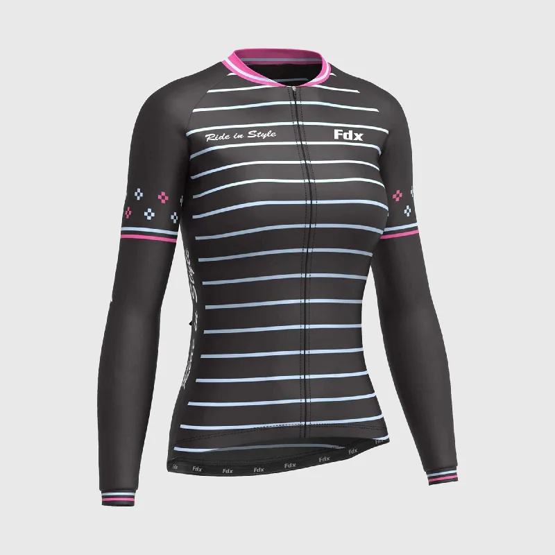 Fdx Ripple Women's & Girl's Pink Thermal Roubaix Long Sleeve Cycling Jersey Women's Clothing With Trendy Designs