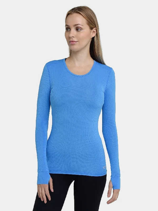 Stamina Long Sleeve Crew Neck Running Top For Women With Thumbholes & Back Zip Pocket Comfortable Lounge Clothing