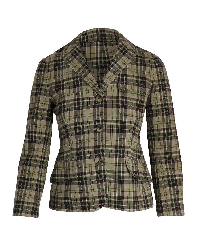 Theory Plaid Print Blazer in Multicolor Cotton Women's High-Fashion Clothes