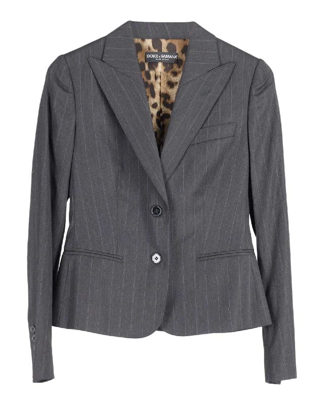 Dolce & Gabbana Single Breasted Blazer in Dark Grey Wool Sustainable Women's Clothes