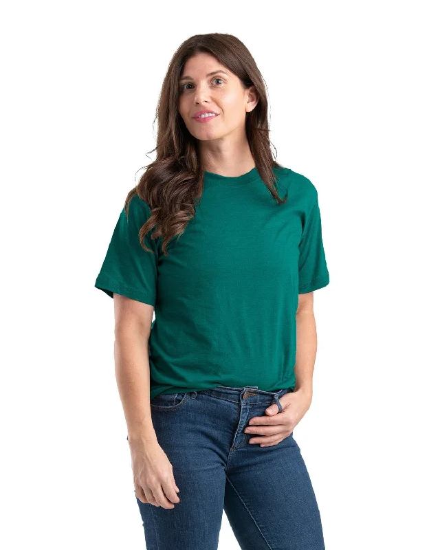 Berne Womens Performance Dark Teal Cotton Blend S/S T-Shirt Easygoing Women's Style