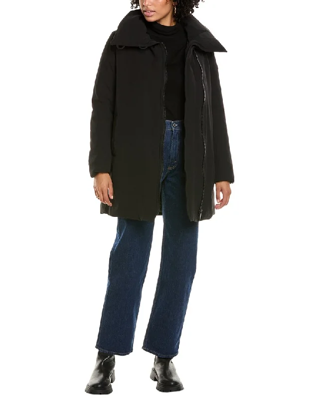 Sam Edelman Asymmetrical Wing Collar Puffer Coat Women's Clothes And Apparel Sets