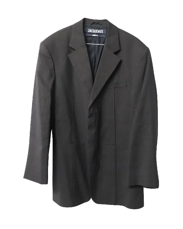 Jacquemus La Veste D'Homme Blazer in Black Hemp Women's Vintage Clothes