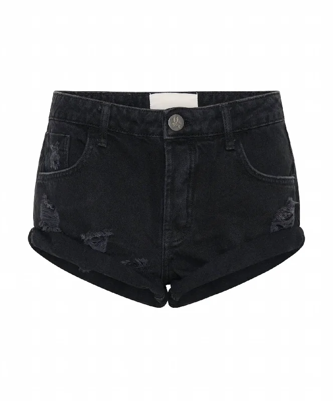 Double Bandits Denim Shorts In Black Women's Vintage Attire