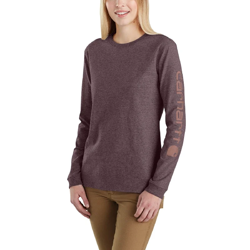 Carhartt Women's Heavyweight Long Sleeve Logo T-Shirt_Blackberry Heather Women's Clothing