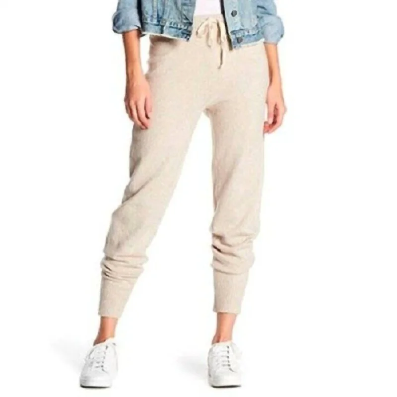 Knit Drawstring Jogger Pants In Cream Modern Women's Clothes