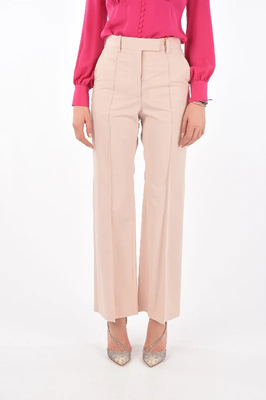 Super Blond Front Pleated FLARED Cotton Pants Women's Vintage-Inspired Outfit