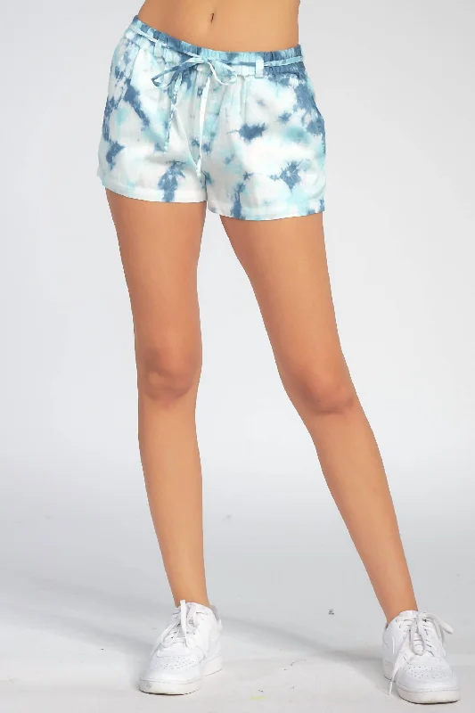 Drawstring Shorts In Blue Women's Clothes