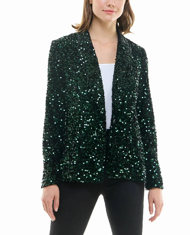 Dani Velvet Sequin Jacket In Emerald Women's Clothing Online