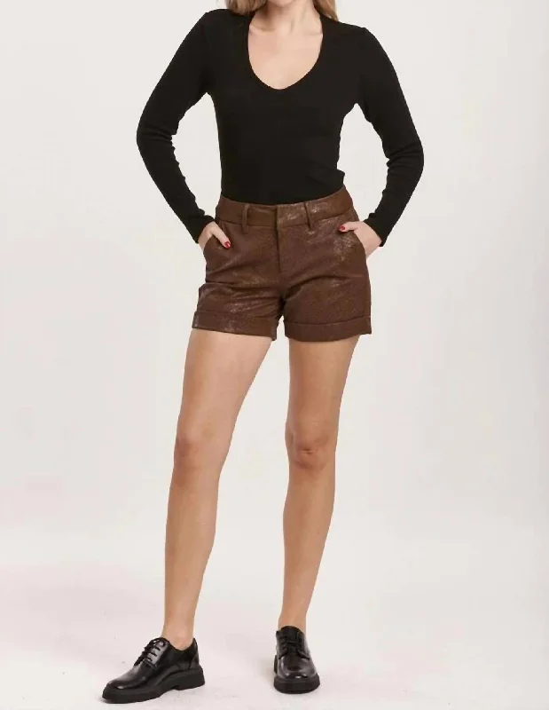 North Hampton High Rise Vegan Leather Short In Brown Women's Resort Attire