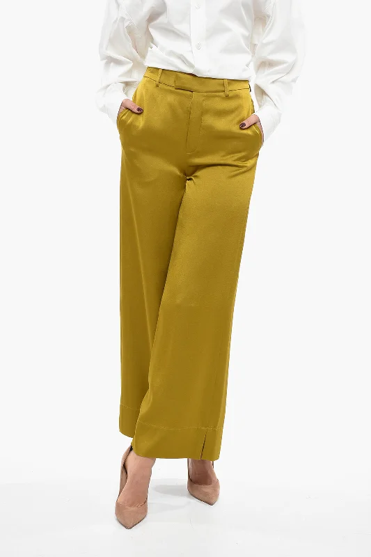 Saint Laurent Satin Palazzo Pants with Belt Loops Stylish Women's Clothes for Work and Play