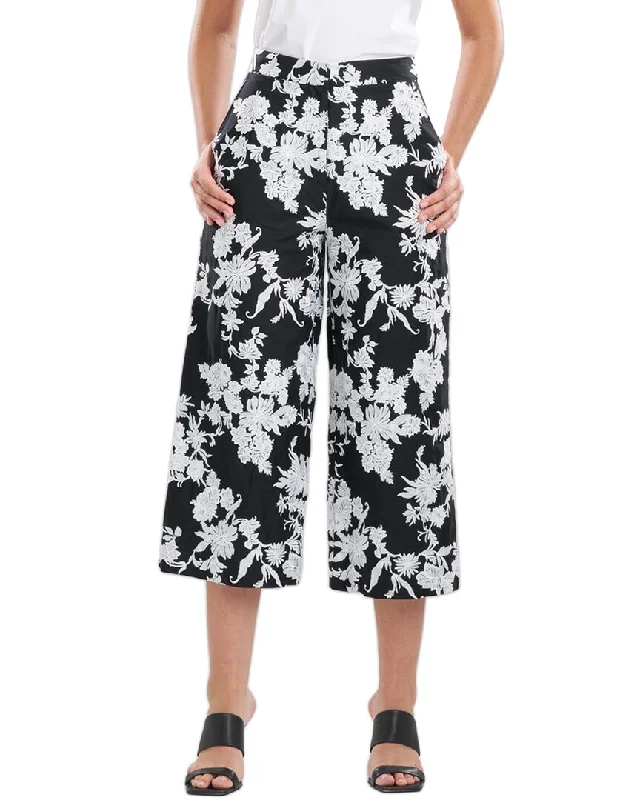 Natori Tangier Embroidered Cotton Wide Leg Cropped Pant Women's Clothing Stores