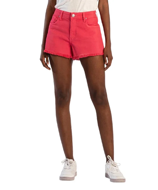 Jane High Rise Shorts With Fray Hem In Watermelon Designer Women's Fashion Online