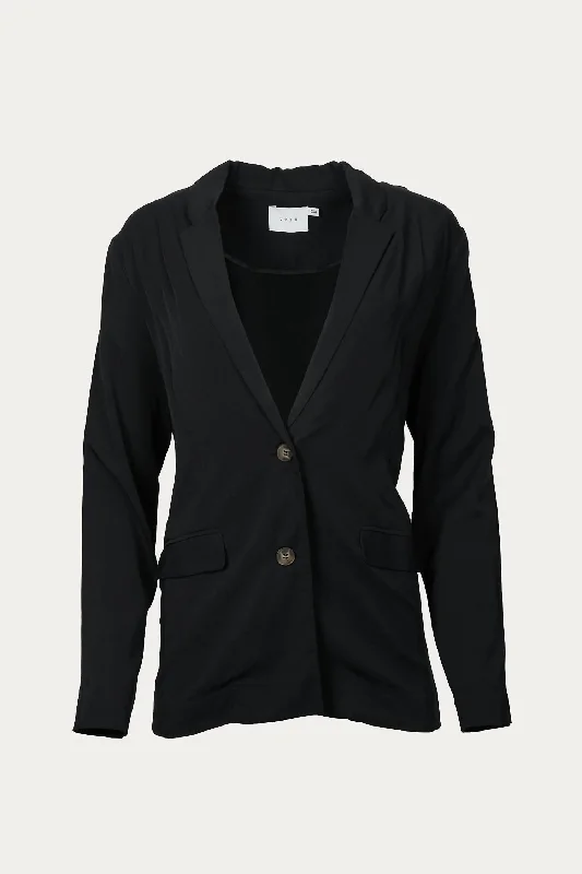 Single-Breasted Blazer In Black Modern Women's Outfit