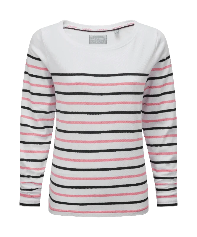 Beauport Top - White/Navy/Flamingo Stripe Women's Professional Apparel