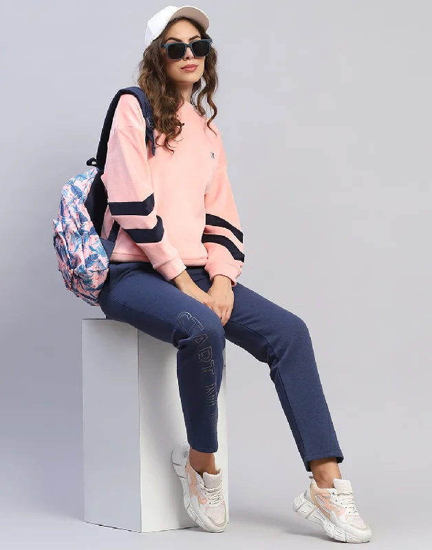 Women Pink Solid Round Neck Full Sleeve Sweatshirt Online Impressions Boutique