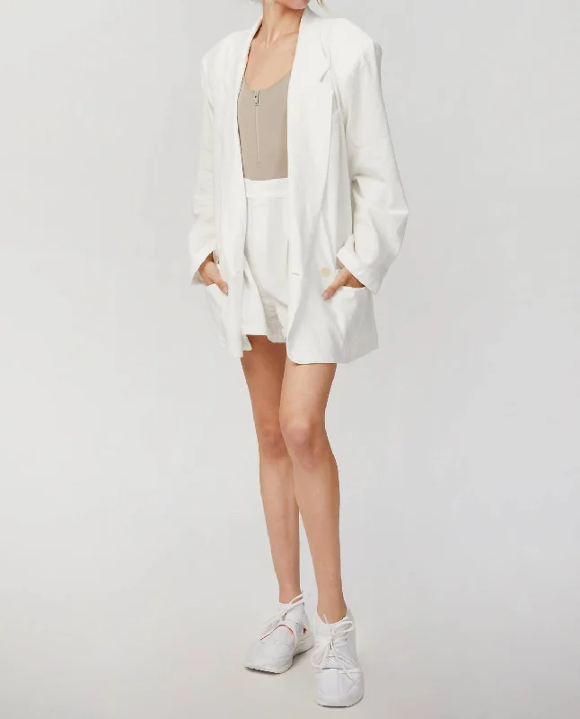 Beach Blazer In White Fashionable Women's Outfit