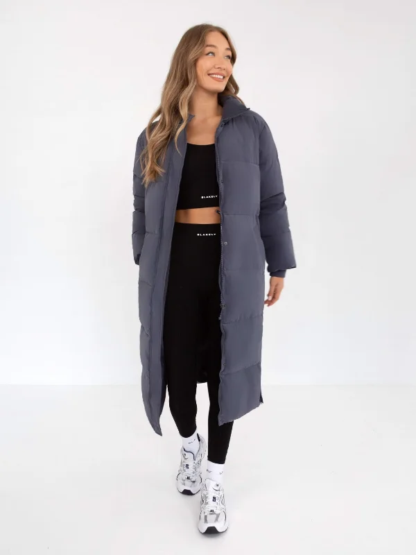 Ultimate Longline Puffer Coat - Midnight Blue Women's Sporty Chic Clothes