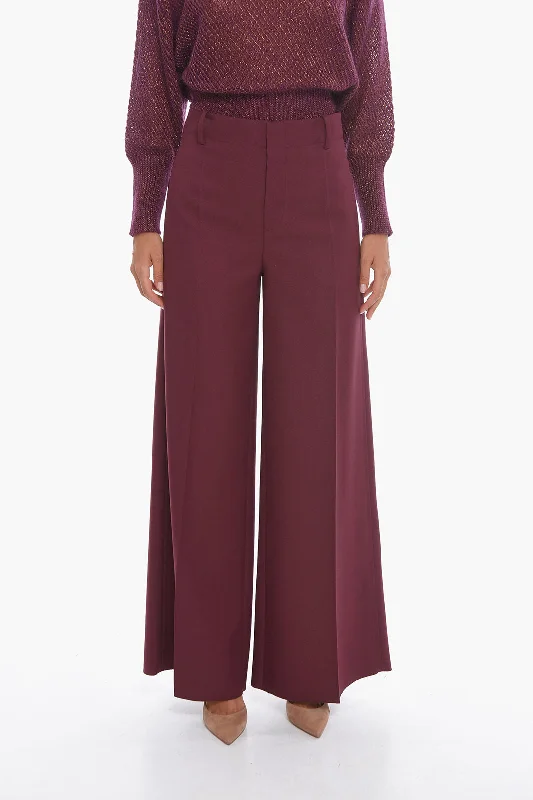 Super Blond Palazzo Trousers with Front-pleat Women's High Street Fashion