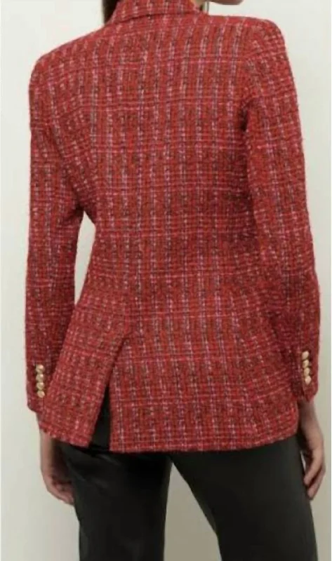 Walted Double Breasted Jacket In Red Multi Best Online Women's Boutiques