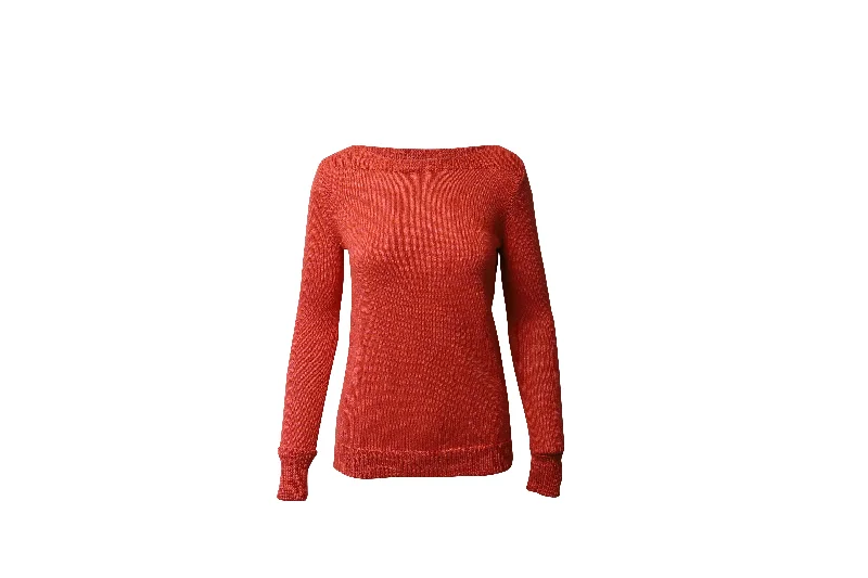 Theory Crew Neck Sweater in Coral Wool Women's Loungewear Clothes