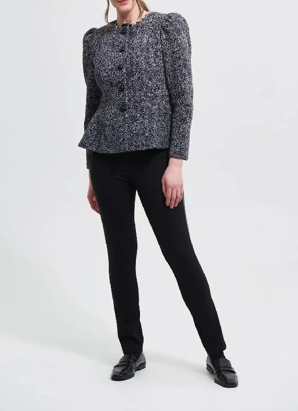 Boucle Jacket With Roped Shoulders In Black/grey Women's Garments