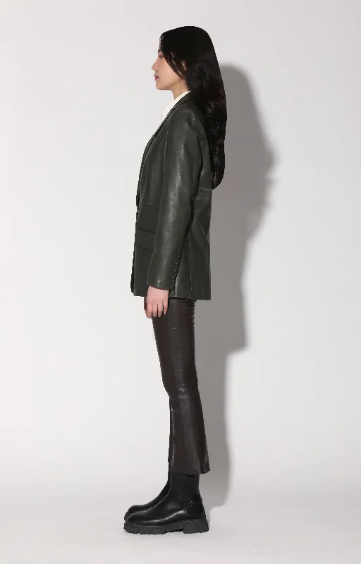 Mia Blazer, Basil - Leather Women's Elegant Clothes