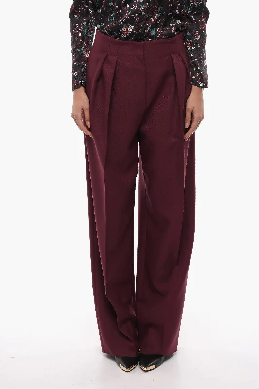 Super Blond Front-pleated Trousers with Wide-leg Women's Chic Outerwear Outfit