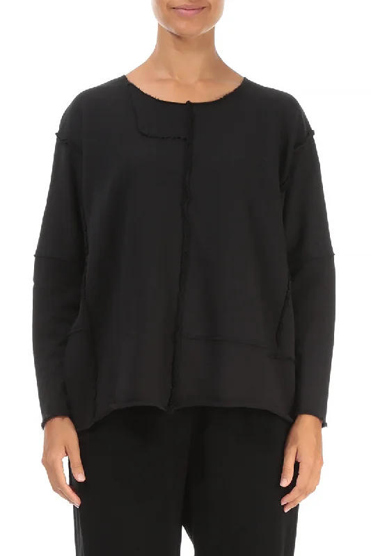 Boxy Black Cotton Jumper Women's Work Apparel