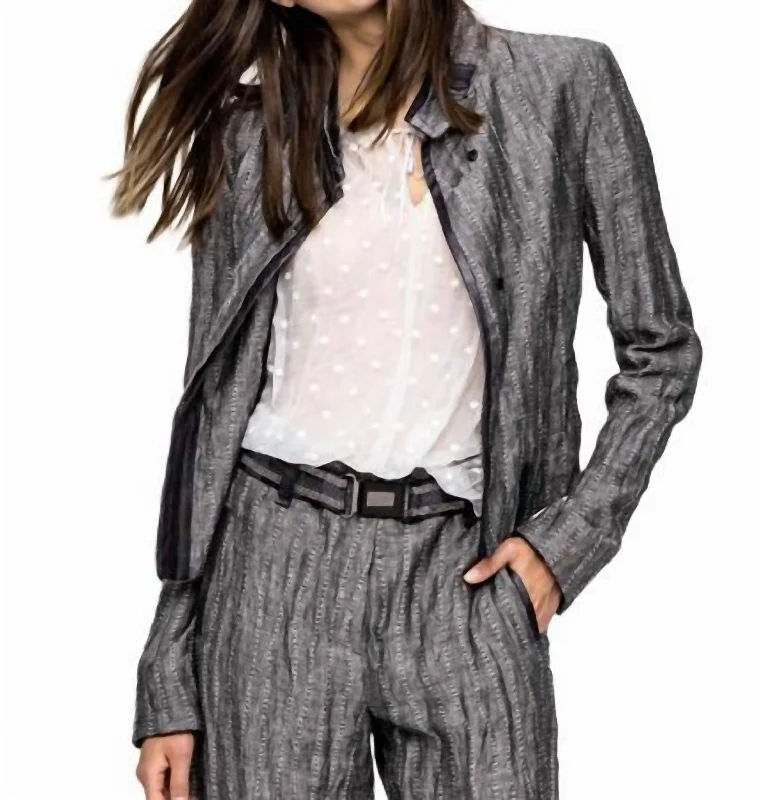 Linen Jacket In Grey Women's Elegant Formal Outfit