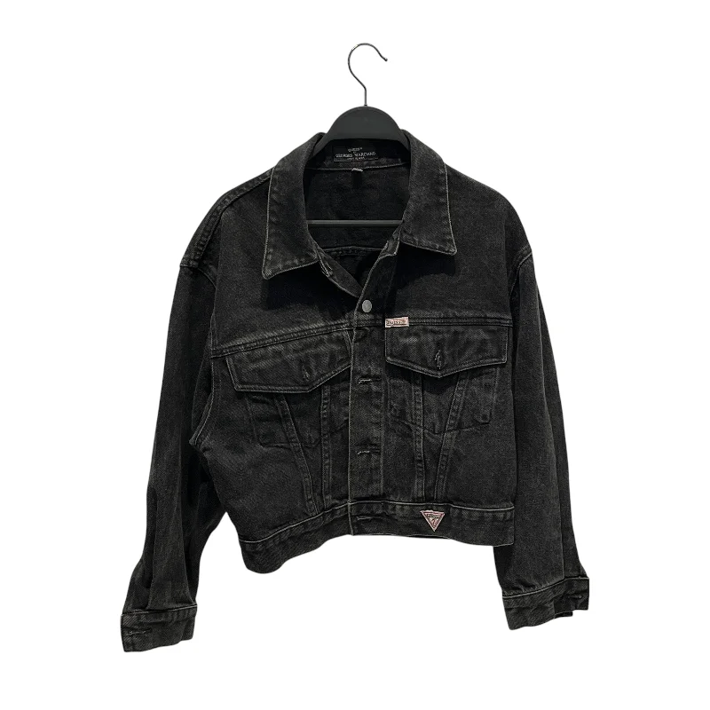 GUESS/Leather Jkt/S/Denim/BLK/ Women's Evening Clothes