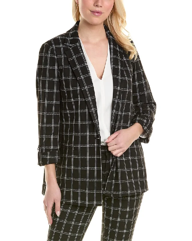 Jones New York Ponte Plaid One-Button Blazer Plus Size Women Wear