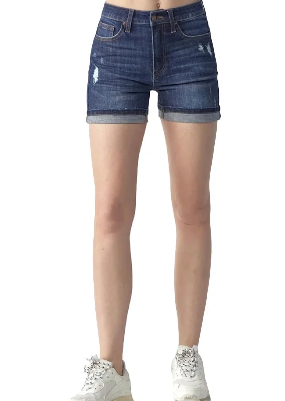 Cuffed Mid-Rise Short - Plus In Dark Wash Clothing For Women