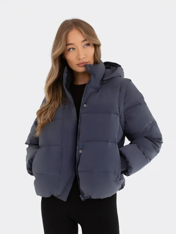 Multiway Puffer Coat 2 - Midnight Blue Sustainable Women's Clothes